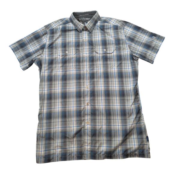 Kuhl Shirt Mens Medium Blue Plaid Response Button Up Shirt Lightweight Outdoors - Picture 1 of 8